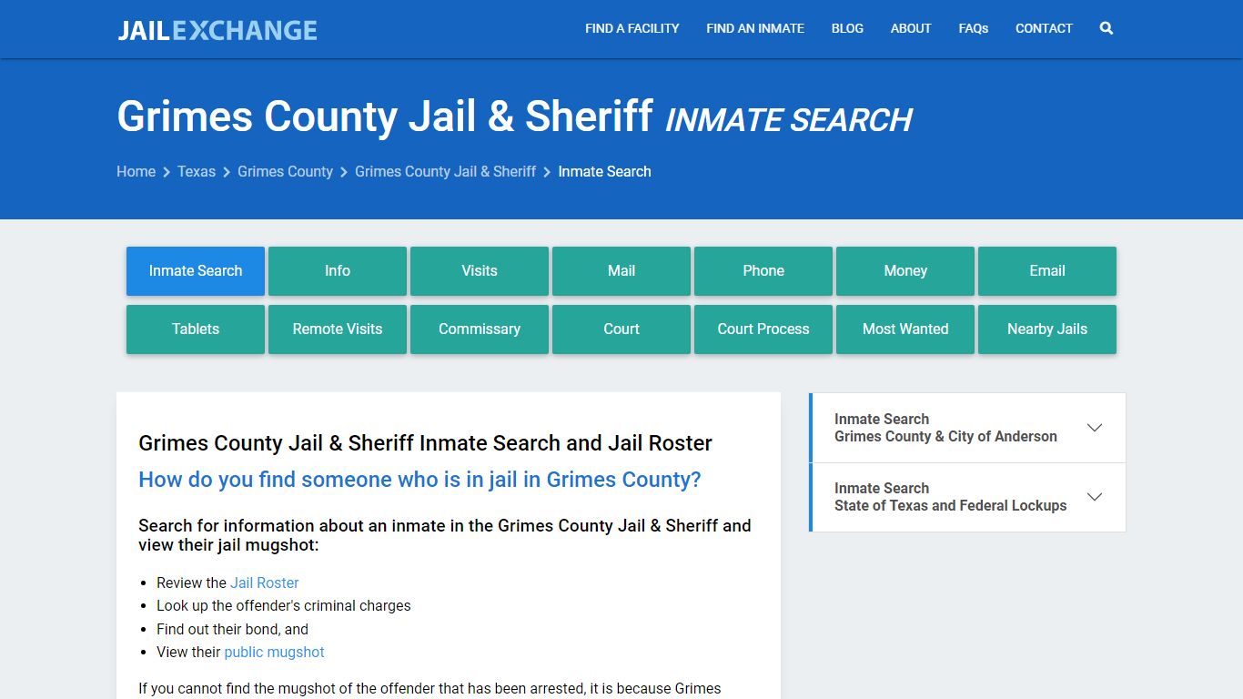 Grimes County Jail & Sheriff Inmate Search - Jail Exchange