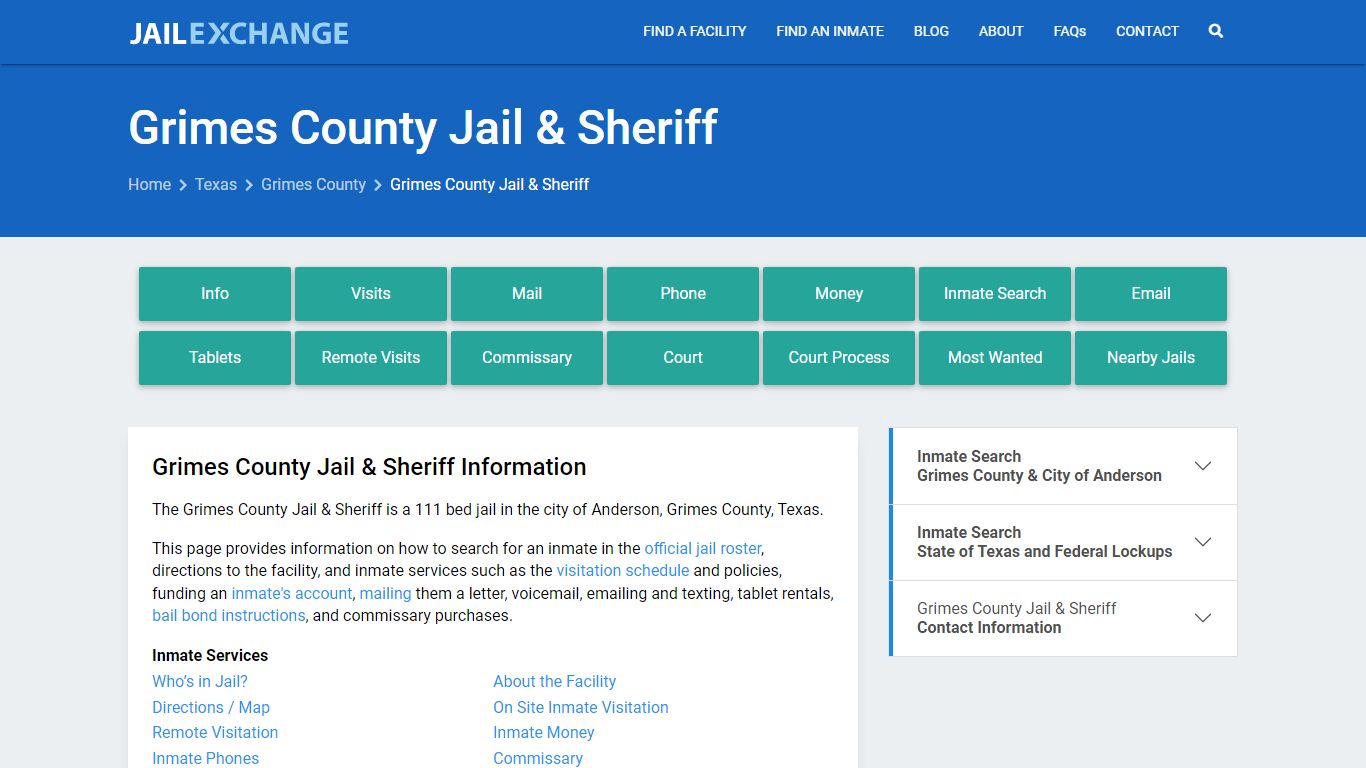 Grimes County Jail & Sheriff, TX Inmate Search, Information